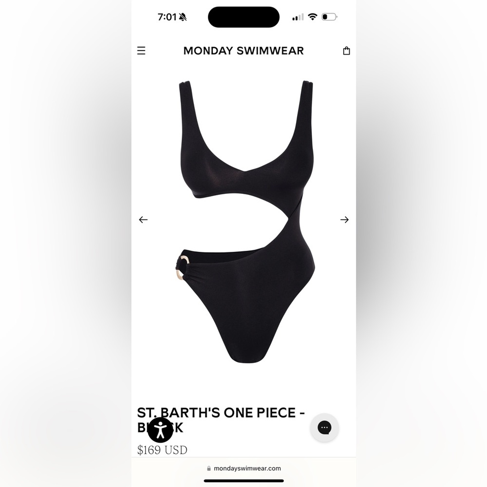Monday Swimwear St. Barth’s One Piece - Black Size S